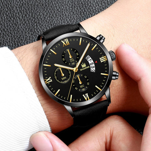 Men Luxury Business Casual SHARMS Watch Steel Band Chronograph Quartz Watch